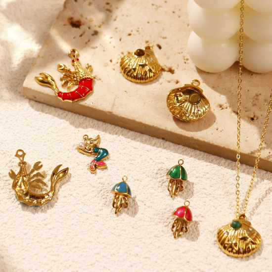 Immagine di 1 Pz Placcatura Sottovuoto PVD Ecologica 304 Acciaio Inossidabile Ciondoli 18K Vero Oro Placcato