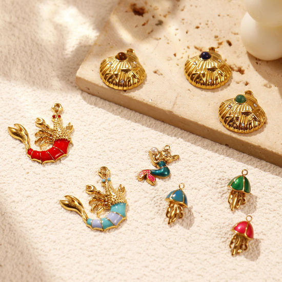 Immagine di 1 Pz Placcatura Sottovuoto PVD Ecologica 304 Acciaio Inossidabile Ciondoli 18K Vero Oro Placcato