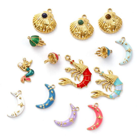 Immagine di 1 Pz Placcatura Sottovuoto PVD Ecologica 304 Acciaio Inossidabile Ciondoli 18K Vero Oro Placcato