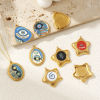 Picture of Eco-friendly PVD Vacuum Plating 304 Stainless Steel Religious Charms 18K Real Gold Plated Enamel Evil Eye