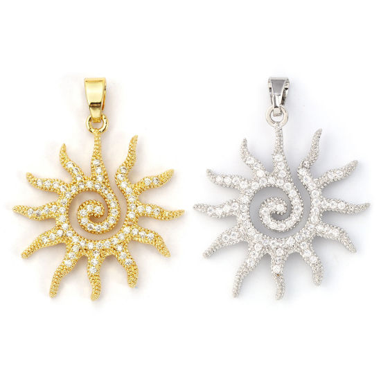 Immagine di 2 Pz Ottone + Zircone Cubico Galassia Ciondoli Pendenti Multicolore Sole Spirale Micro Spianare