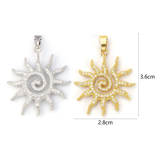 Immagine di 2 Pz Ottone + Zircone Cubico Galassia Ciondoli Pendenti Multicolore Sole Spirale Micro Spianare