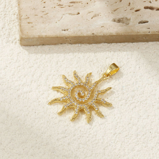 Immagine di 2 Pz Ottone + Zircone Cubico Galassia Ciondoli Pendenti Multicolore Sole Spirale Micro Spianare