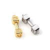 Bild von Umweltfreundlich Messing Sport Steckverbinder Charms Anhänger Echtgold plattiert Hantel Message " Super " 3D 19.5mm x 5mm