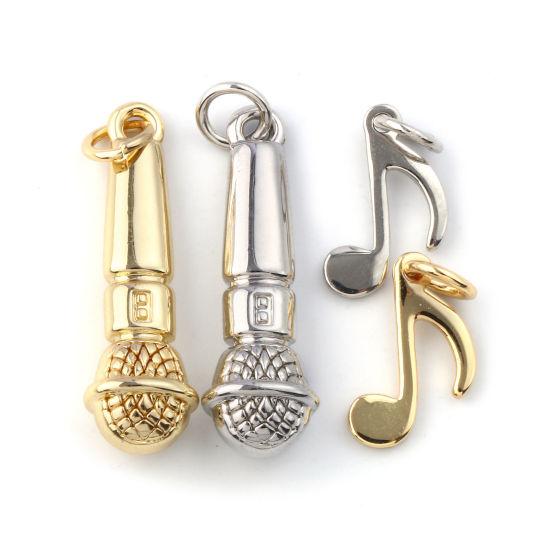 Immagine di 2 Pz Ecologico Ottone Musica Ciondoli Vero Oro Placcato