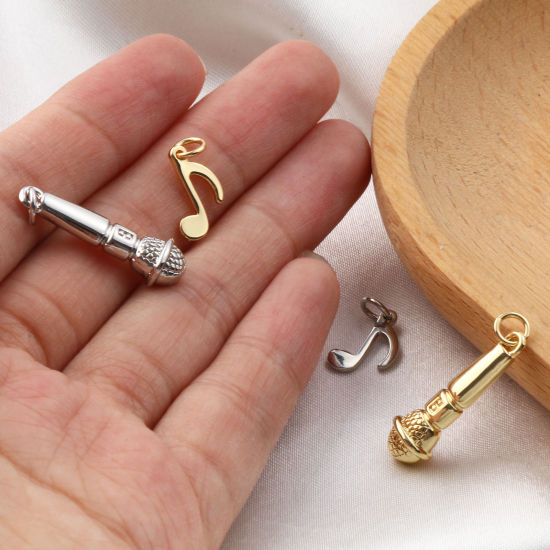 Immagine di 2 Pz Ecologico Ottone Musica Ciondoli Vero Oro Placcato