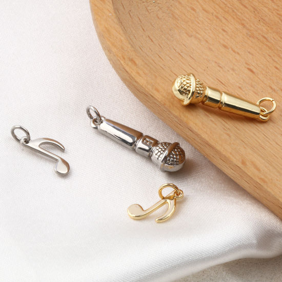 Immagine di 2 Pz Ecologico Ottone Musica Ciondoli Vero Oro Placcato