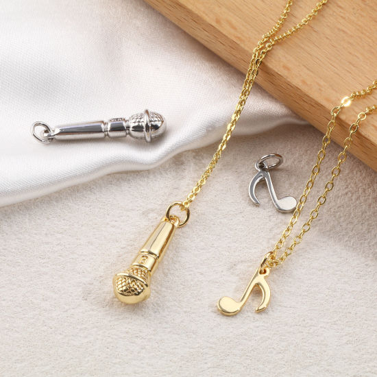 Immagine di 2 Pz Ecologico Ottone Musica Ciondoli Vero Oro Placcato