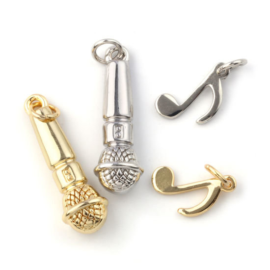 Immagine di 2 Pz Ecologico Ottone Musica Ciondoli Vero Oro Placcato