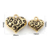 Picture of Eco-friendly Brass Valentine's Day Charms 18K Real Gold Plated Black Enamel Heart Leopard Print 3D