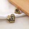 Picture of Eco-friendly Brass Valentine's Day Charms 18K Real Gold Plated Black Enamel Heart Leopard Print 3D