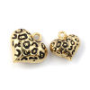 Picture of Eco-friendly Brass Valentine's Day Charms 18K Real Gold Plated Black Enamel Heart Leopard Print 3D