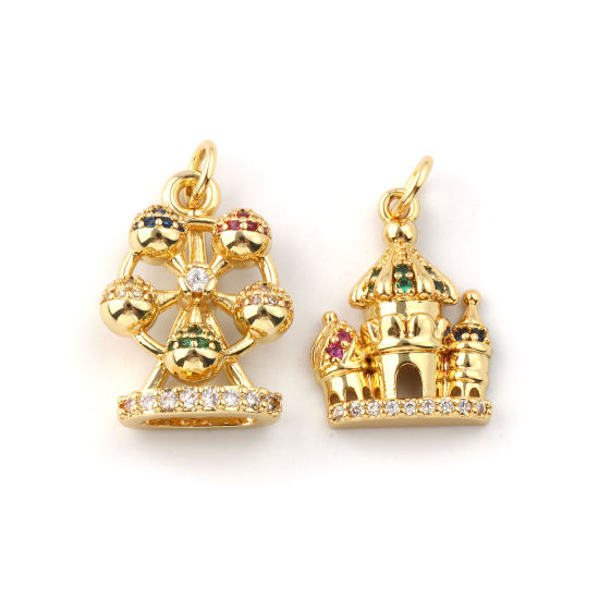 Изображение 1 ШТ Экологичный Латунь Серия Сказки Подвески 18K настоящее золото с покрытием Разноцветный Искусственный Циркон