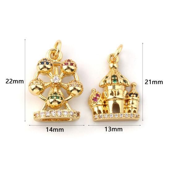 Изображение 1 ШТ Экологичный Латунь Серия Сказки Подвески 18K настоящее золото с покрытием Разноцветный Искусственный Циркон