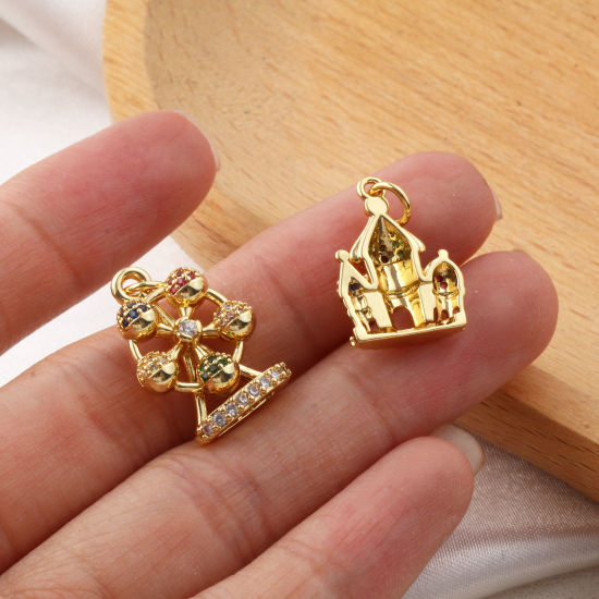 Изображение 1 ШТ Экологичный Латунь Серия Сказки Подвески 18K настоящее золото с покрытием Разноцветный Искусственный Циркон