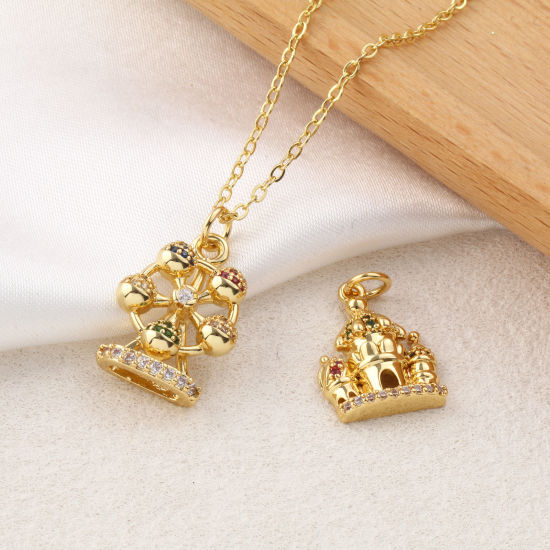 Изображение 1 ШТ Экологичный Латунь Серия Сказки Подвески 18K настоящее золото с покрытием Разноцветный Искусственный Циркон