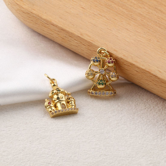Изображение 1 ШТ Экологичный Латунь Серия Сказки Подвески 18K настоящее золото с покрытием Разноцветный Искусственный Циркон