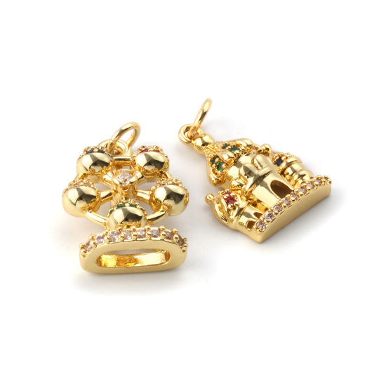 Изображение 1 ШТ Экологичный Латунь Серия Сказки Подвески 18K настоящее золото с покрытием Разноцветный Искусственный Циркон