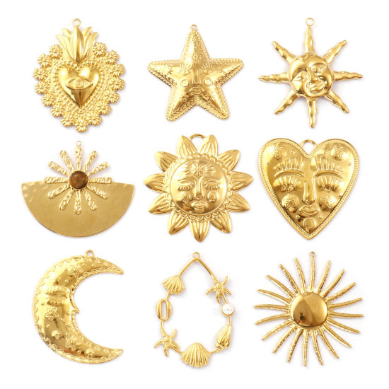 Изображение 1 ШТ Экологичное вакуумное PVD-покрытие 304 Нержавеющая Сталь Подвески 18K настоящее золото с покрытием