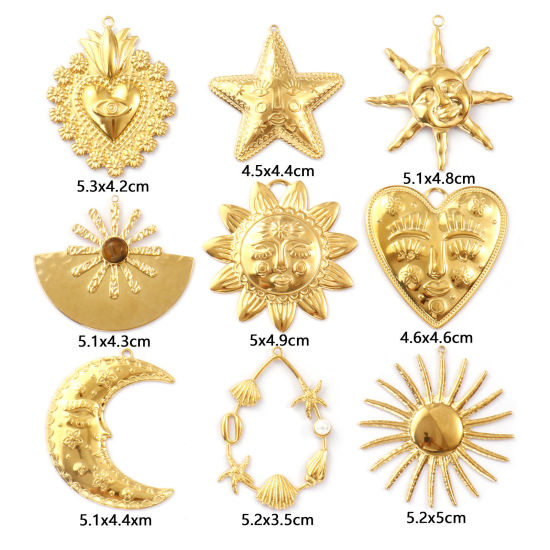 Изображение 1 ШТ Экологичное вакуумное PVD-покрытие 304 Нержавеющая Сталь Подвески 18K настоящее золото с покрытием