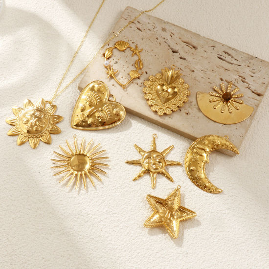 Изображение 1 ШТ Экологичное вакуумное PVD-покрытие 304 Нержавеющая Сталь Подвески 18K настоящее золото с покрытием