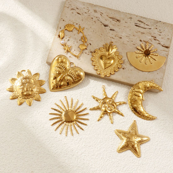 Изображение 1 ШТ Экологичное вакуумное PVD-покрытие 304 Нержавеющая Сталь Подвески 18K настоящее золото с покрытием