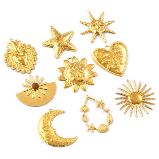 Изображение 1 ШТ Экологичное вакуумное PVD-покрытие 304 Нержавеющая Сталь Подвески 18K настоящее золото с покрытием