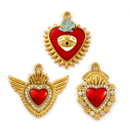 Изображение 1 ШТ Экологичное вакуумное PVD-покрытие 304 Нержавеющая Сталь религия Подвески 18K позолоченный С Эмалью