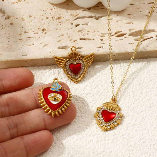 Изображение 1 ШТ Экологичное вакуумное PVD-покрытие 304 Нержавеющая Сталь религия Подвески 18K позолоченный С Эмалью