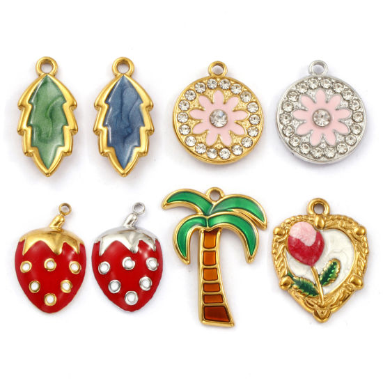 Изображение 1 ШТ Экологичное вакуумное PVD-покрытие 304 Нержавеющая Сталь Подвески Разноцветный С Эмалью