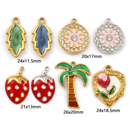 Изображение 1 ШТ Экологичное вакуумное PVD-покрытие 304 Нержавеющая Сталь Подвески Разноцветный С Эмалью