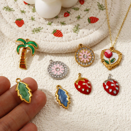 Изображение 1 ШТ Экологичное вакуумное PVD-покрытие 304 Нержавеющая Сталь Подвески Разноцветный С Эмалью