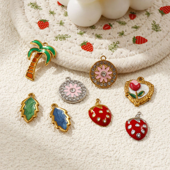 Изображение 1 ШТ Экологичное вакуумное PVD-покрытие 304 Нержавеющая Сталь Подвески Разноцветный С Эмалью