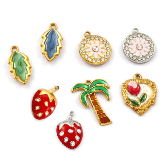 Изображение 1 ШТ Экологичное вакуумное PVD-покрытие 304 Нержавеющая Сталь Подвески Разноцветный С Эмалью