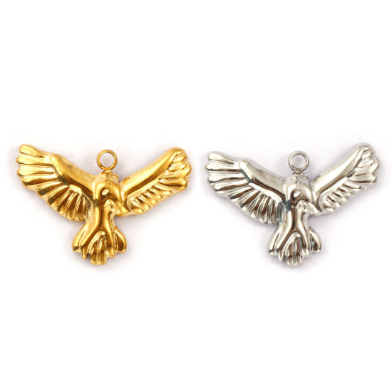 Изображение 2 ШТ Экологичное вакуумное PVD-покрытие 304 Нержавеющая Сталь Подвески Разноцветный Орел 20мм x 13.5мм