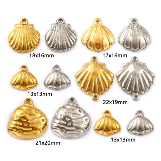 Immagine di 2 Pz Placcatura Sottovuoto PVD Ecologica 304 Acciaio Inossidabile Ciondoli Multicolore Conchiglia