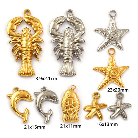 Immagine di 2 Pz Placcatura Sottovuoto PVD Ecologica 304 Acciaio Inossidabile Gioielli Oceanici Ciondoli Multicolore