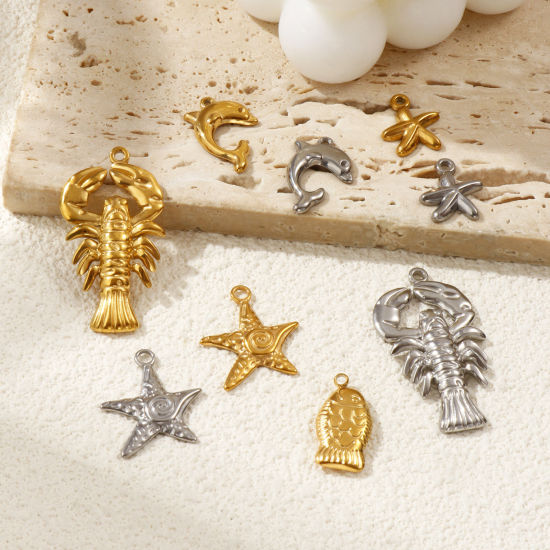 Immagine di 2 Pz Placcatura Sottovuoto PVD Ecologica 304 Acciaio Inossidabile Gioielli Oceanici Ciondoli Multicolore