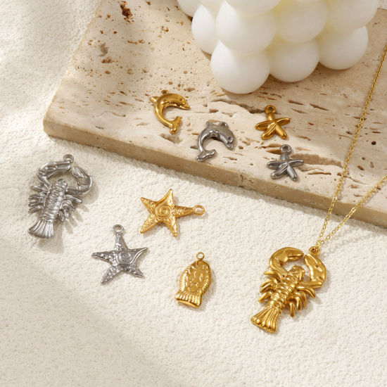 Immagine di 2 Pz Placcatura Sottovuoto PVD Ecologica 304 Acciaio Inossidabile Gioielli Oceanici Ciondoli Multicolore