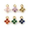 Picture of Brass & Cubic Zirconia Mini Charms 18K Gold Plated Flower Micro Pave 8mm x 6mm