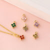 Picture of Brass & Cubic Zirconia Mini Charms 18K Gold Plated Flower Micro Pave 8mm x 6mm
