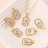 Picture of Natural Shell & Brass Charm Pendant 18K Gold Plated White Octagon Capital Alphabet Initial Letter Message " A-Z " Micro Pave Clear Cubic Zirconia 23mm x 12mm