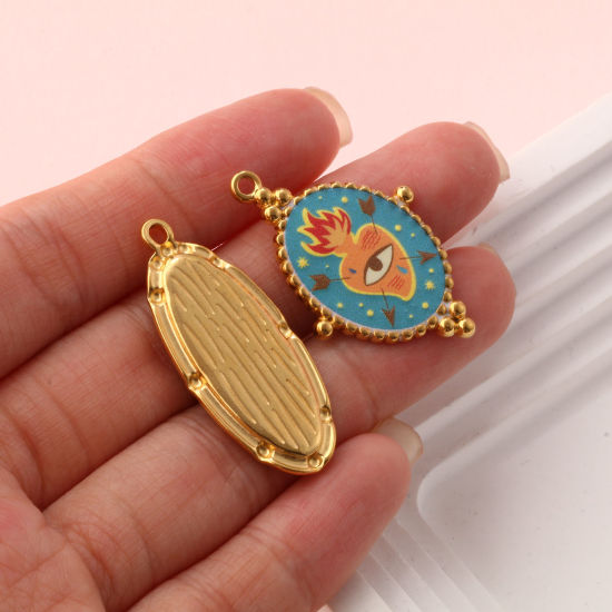 Immagine di 1 Pz Placcatura Sottovuoto PVD Ecologica 304 Acciaio Inossidabile Ciondoli Pendenti 18K Vero Oro Placcato Multicolore Orso Ex Voto Cuore Stampato