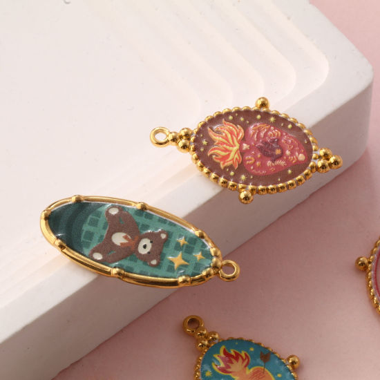 Immagine di 1 Pz Placcatura Sottovuoto PVD Ecologica 304 Acciaio Inossidabile Ciondoli Pendenti 18K Vero Oro Placcato Multicolore Orso Ex Voto Cuore Stampato