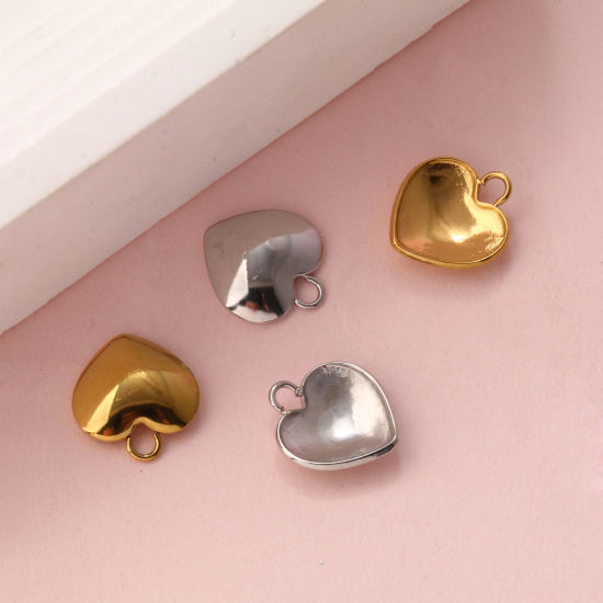 Изображение 2 ШТ Экологичный 304 Нержавеющая Сталь День святого Валентина Подвески Разноцветный Сердце Гладкая поверхность 13мм x 12мм