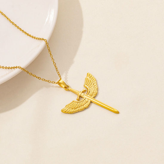 Immagine di 2 Pz Placcatura Sottovuoto PVD Ecologica 304 Acciaio Inossidabile Ciondoli Pendenti Placcato Oro 18K