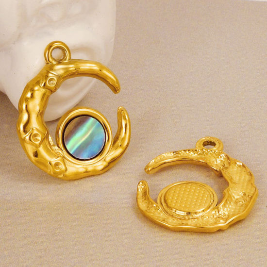 Immagine di 2 Pz Placcatura Sottovuoto PVD Ecologica 304 Acciaio Inossidabile Ciondoli Pendenti Placcato Oro 18K