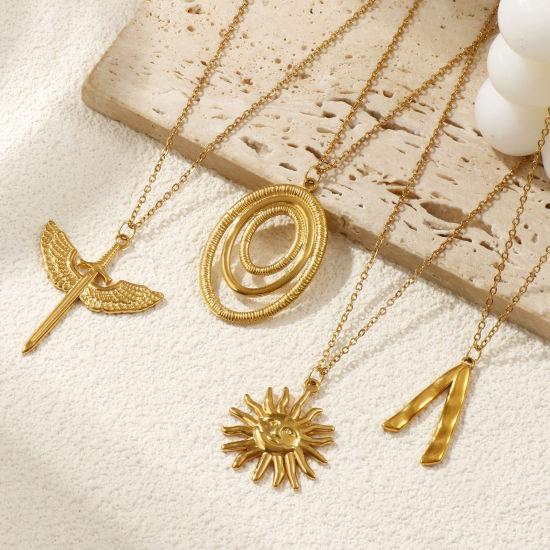 18Kリアルゴールドメッキ 小豆チェーン・あづきチェーン ペンダントネックレス、 304ステンレス鋼 45cm + 5cm、 女性のため、 宇宙銀河シリーズ ファッション おしゃれ プレゼント、 エコフレンドリー PVD真空メッキ、 1 本 の画像