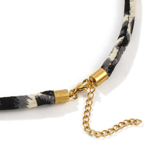 Immagine di 18K Vero Oro Placcato Collana con Ciondolo, 304 Acciaio Inossidabile & Poliestere 45cm + 5cm, Unisex, Squisito Retrò Regalo, Placcatura Sottovuoto PVD Ecologica, 1 Pz