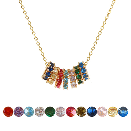 Picture of 18K Real Gold Plated Link Cable Chain Circle Ring Pendant Charm Necklace, Brass & Cubic Zirconia 46cm(18.1") + 6cm(2.4"), For Women, Dainty Birthstone Gift, Eco-friendly, 1 Piece